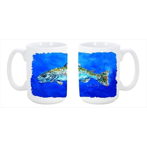 Fish Headed Downstream Dishwasher Safe Microwavable Ceramic Coffee Mug 15 oz.