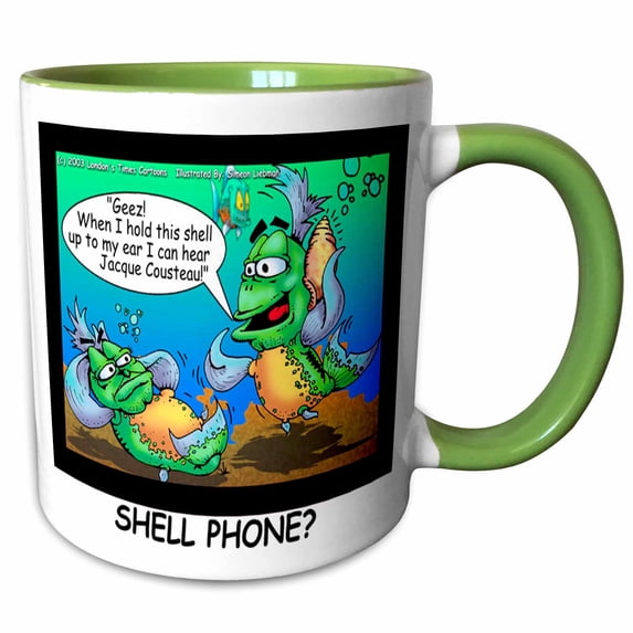 Fish Hears Jacque Cousteau In Shell 15oz Two-Tone Green Mug mug-2446-12