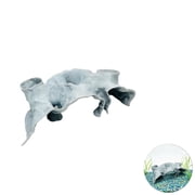 Fish Hideout, Safe Plastic Multi-Hole Wide Tunnel Cave for Small Aquatic Pets, Sinking 3D Realistic Texture Shelter Grey Fish Tank Decoration for Breeding, Hiding, Viewing in Tanks