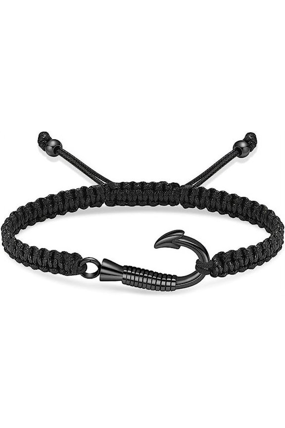 Fish Hook Braided Rope Adjustable Urn Bangle Keepsake Human Pet Cremation Jewelry Urn Bracelet for Ashes Stainless Steel Memorial Gift