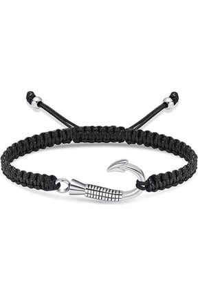 Fish Hook Cremation Bracelet Urn Bracelet for Ashes Stainless Steel Braided Rope Adjustable Urn Bangle Keepsake Human Pet Memorial Gift