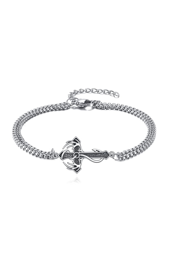 Fish Hook Cross Bracelet for Men Sterling Silver Cross Bracelet Religious Jewelry Gifts for Men Women