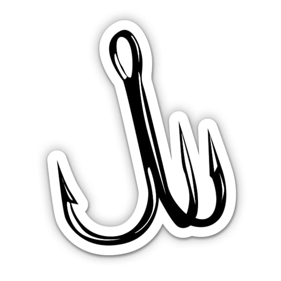 Fish Hook Fishing - 5" Vinyl Sticker - For Car Laptop I-Pad - Waterproof Decal