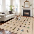thumbnail image 1 of Fish Hook Large Area Rugs 5x8 ft Retro Colorful Fish Hook Biographies Linen Texture Washable Rug Non Slip Indoor Carpet Absorbent Floor Mat for Living Room Bedroom Dining Room, 1 of 9