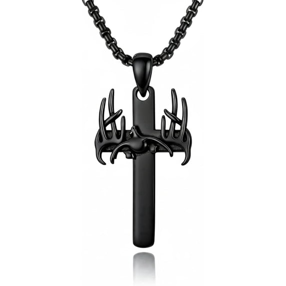 Fish Hook Necklace for Men 925 Sterling Silver Antler Duck Necklaces Antler Fish Hook Hunting Jewelry Gifts for Father