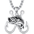 thumbnail image 1 of Fish Hook Necklace for Men 925 Sterling Silver Antler Duck Necklaces Antler Fish Hook Hunting Jewelry Gifts for Father, 1 of 6