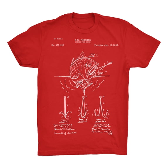 Fish Hook Patent Patent Patent 100% Cotton Premium T-Shirt