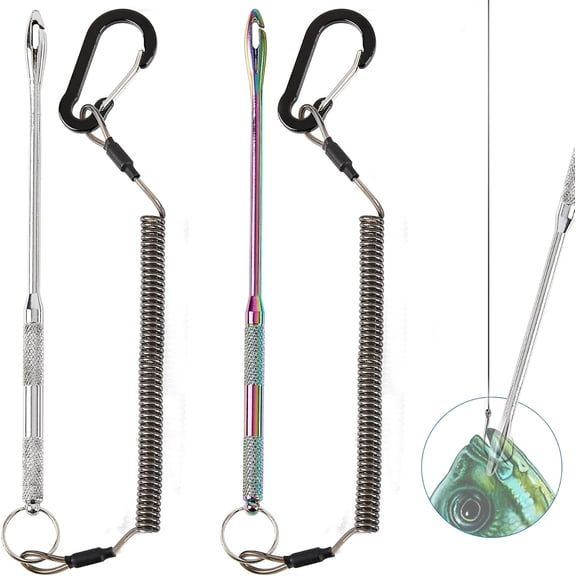 Fish Hook Remover Tool - 2 Pack Fishing Dehooker with Retractable Lanyard, Quick Release Descending Device for Saltwater Freshwater Fishing