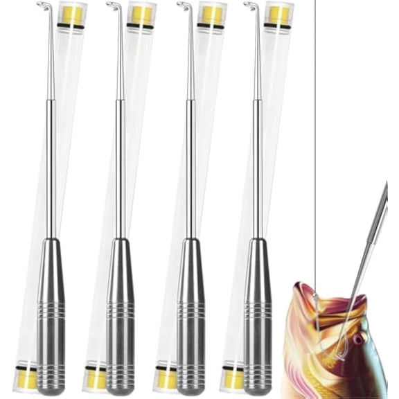 Fish Hook Remover Tool, Fishing Hook Quick Removal Descending Device, Fishing Gear Security Equipment Kits for Adult, Hook Extractor Accessories Detacher Tools with 4PCS Storage Tube