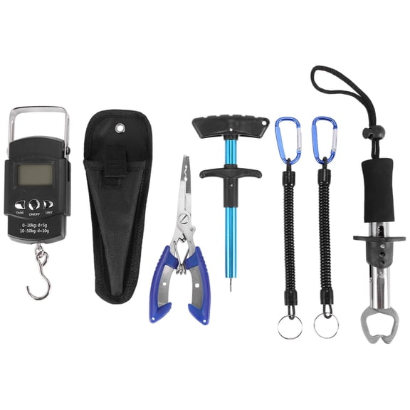 Fish Hook Remover Tools,Handheld Digital Fish Scale Squeeze-Out Fish Gripper Fishing Combo Kit Fish Tackle Accessories,blue & black