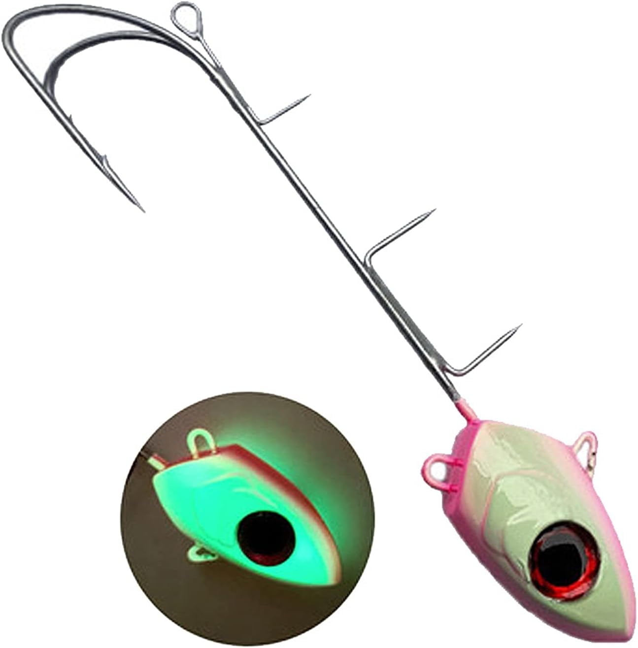 Fish Hooks 100g/250g Three Hooks Deep Sea Fish Hook All Luminous Hairtail Special Hook White Ribbon Fish Hook Fish Hook Set (Size : 250g Full Luminous Two Hooks)