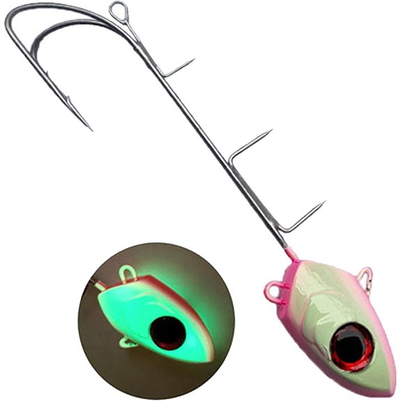Fish Hooks 100g/250g Three Hooks Deep Sea Fish Hook All Luminous Hairtail Special Hook White Ribbon Fish Hook Fish Hook Set (Size : 250g Full Luminous Two Hooks)