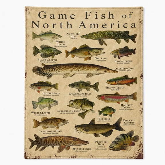 Fish Illustration Fleece Throw Blanket, Soft 280 Gsm Polyester, Animal Lover Decor for Couch, Sofa & Bed
