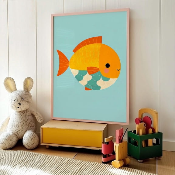 Fish Illustration Ocean Theme Wall Art for Room Decor, Unframed Paper Print Size 8x12