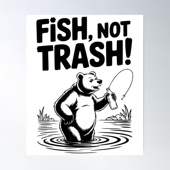 Fish Instead Of Garbage Poster Wall Art, Modern Wall Decor For Living Room Bedroom, 16x24 UNFRAMED