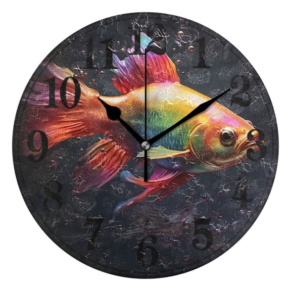 Fish Is Swimming Silent Wall Clock 10" Non-Ticking Battery Clock