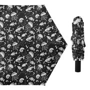Fish Jellyfish Conch Compact Sun Umbrella Windproof Travel Umbrellas for Rain Strong Portable UV Protection