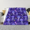 Fish Jellyfish Seahorse Purple Throw Blanket for Couch, Soft Comfy Warm