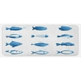 thumbnail image 1 of Fish Kitchen Mat, Array of Fish Silhouettes Marine Life Sea Ocean Related Images Pattern Fish Bones, Plush Decorative Kitchen Mat with Non Slip Backing, 47" X 19", Blue White, by Ambesonne, 1 of 1