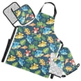 thumbnail image 1 of Fish Koala Leaf 5 Pcs Kitchen Set Heat Resistant Oven Mitts and Non-Slip Pot Holders with Adjustable Cooking Apron, 1 of 6