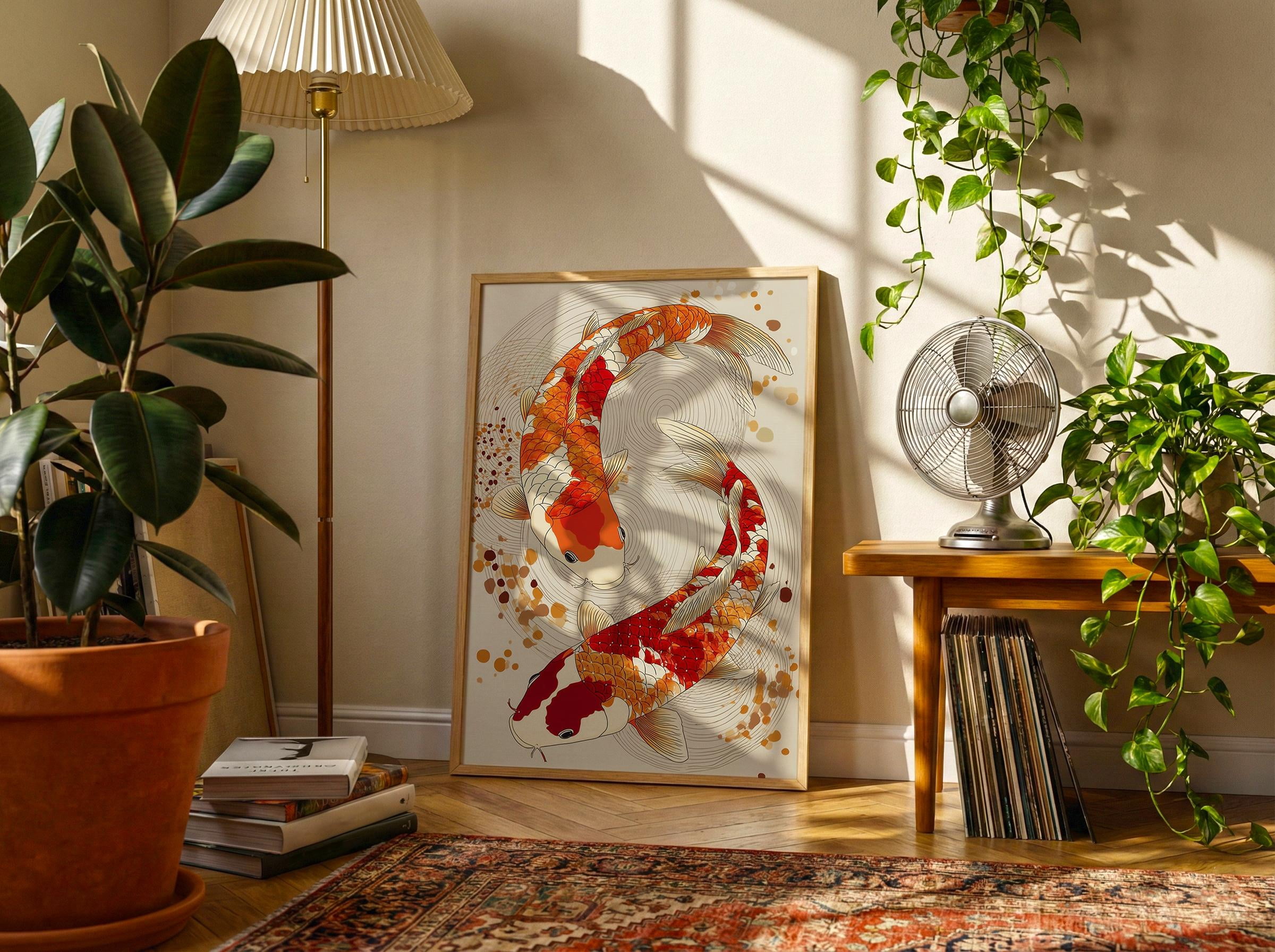 Zen Fish Design Fish Koi Art Japanese Zen Poster , Poster Print Only - Walmart.com