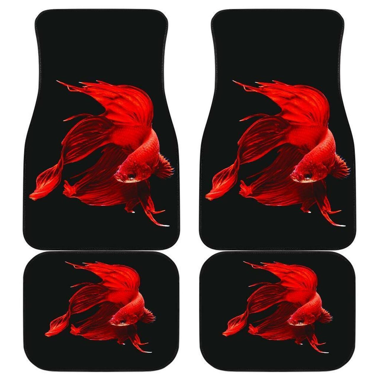 Fish Koi Japan Car Floor Mat Vintage Black Carpet AntiSlip Rubber Mat