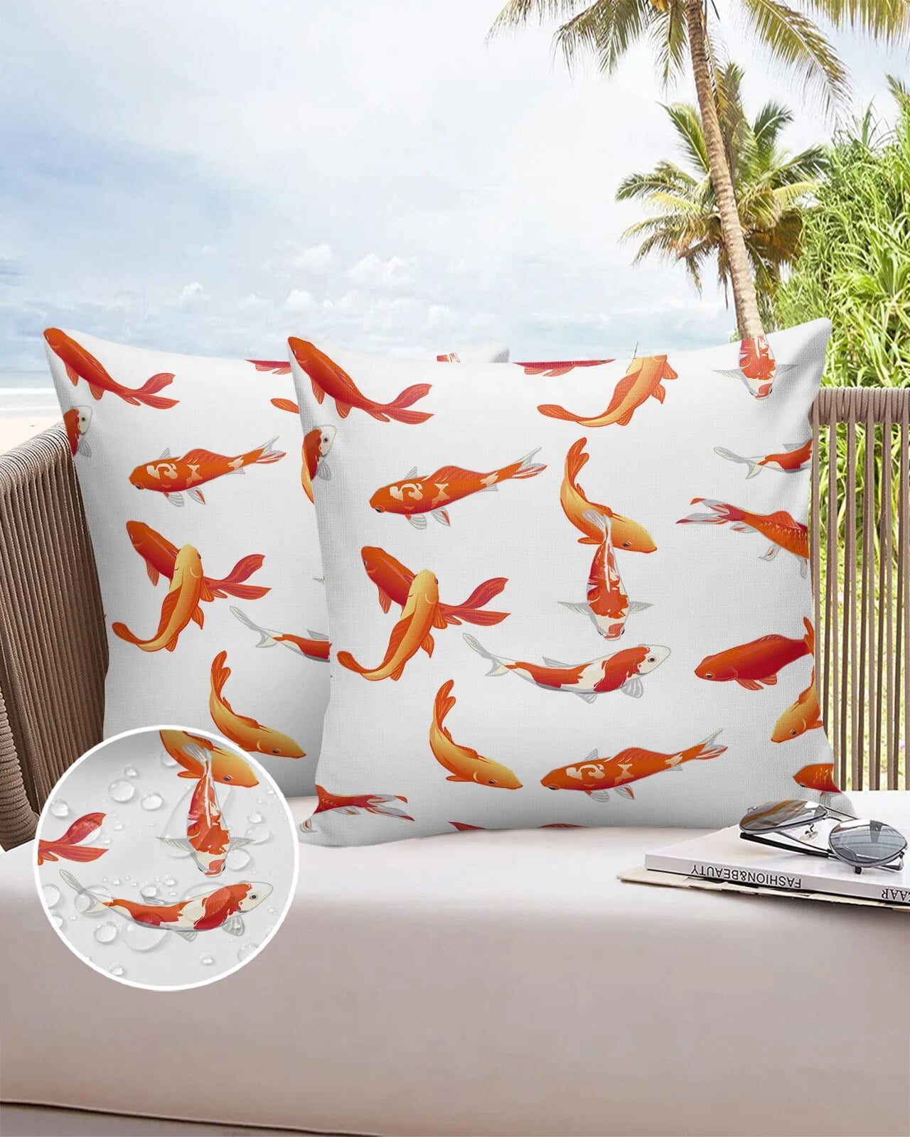 Fish Koi Waterproof Pillowcase Decorative Sofa Bed Pillow Cover Home ...