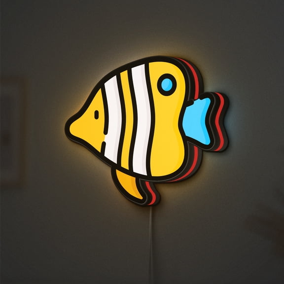Fish LED Lightbox - Sea Ocean Clown Fish Aquarium Decor, Custom Led Sign for Home Office Shop Decor (Width 8 inch, 20cm)