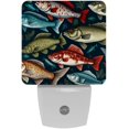 thumbnail image 1 of Fish LED Square Night Light - Modern and Stylish Plug-in Lamp for Bedside or Hallway - Energy Efficient and Soft Glow Indoor Lighting, 1 of 6