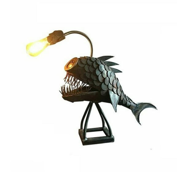 Fish Lamp Desktop Creative Night Light Bedroom Lighting USB LED Light A, Steampunk Style, Small Size, Decorative Desk Lamp