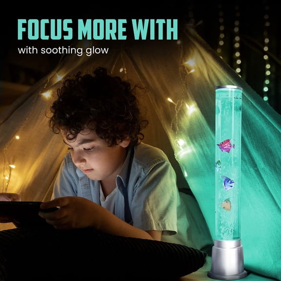 Fish Lamp Sensory Bubble Tube Lamps Aquarium Night Light 6 LED Color Changing Tubes Table Lamp Lava Bedroom Lamps Home Decor Desk Fish Tank Birthday Gifts Men 1.9FT