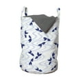 thumbnail image 1 of Fish Laundry Bag, Rhythmic Japanese Style Waves and Koi Fish Pattern on Plain Backdrop, Hamper Basket with Handles Drawstring Closure for Laundromats, 13" x 19", White Dark Lavender, by Ambesonne, 1 of 4