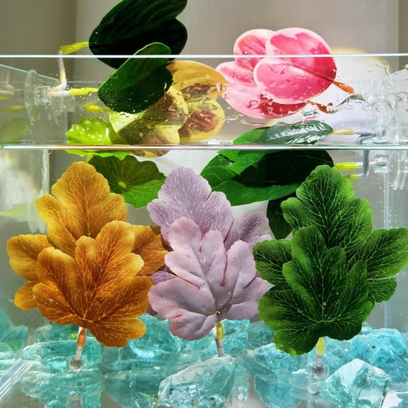 Fish Leaf Pad Fish Tank Accessories Aquarium Décor Simulating 1 pc Adjustable Plastic Plants Betta Natural Habitat Playing Spawn Breed Rest Bed with Suction Cup Multi Leaf Design