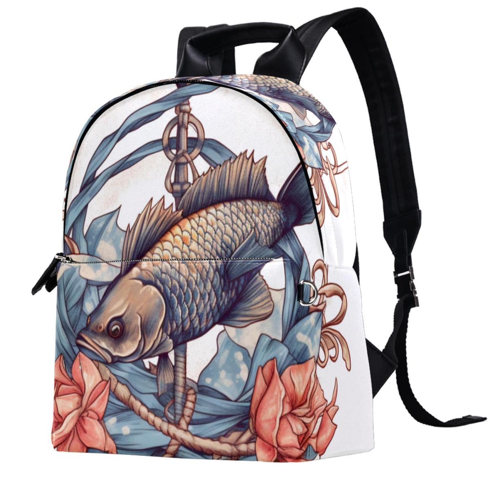 Fish Shape Backpack Fish Leather Smart Backpack with Adjustable Shoulder Straps | Large ...