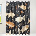 thumbnail image 1 of Fish Leaves Yellow Black Out Curtains 84 Inch Length Curtains for Sliding Glass Doors Bedroom Living Room 2 Pack, 1 of 6