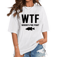 thumbnail image 1 of Where's The Fish Lettering Print Tshirts Funny WTF & Fish Graphic Tees Short Sleeve Casual Tops Fisherman Gift Cotton Shirts for Daily Outfits White,2XL, 1 of 5