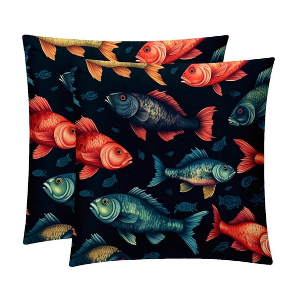 Fish Luxurious Velvet Pillow of 2,for Bed Pillow Covers and Throw Pillows - Available in 16x16, 18x18, and 20x20 Inches with Unique Patterns for Various Occasions