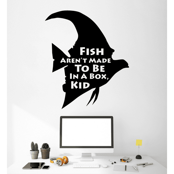 Fish Aren't Made To Be In A Box Kid - Kids Movie Finding Nemo Gil Quote Gil Silhouette Nemo Finding Nemo Vinyl Wall Decal Sticker Art Decoration Home Room Bedroom Classroom Size (20x18 inch)