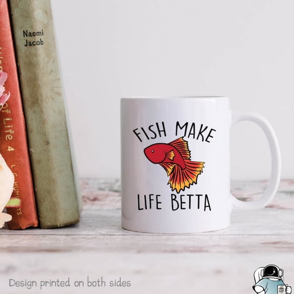 Fish Make Betta Coffee Mug, Fish Gif, Fish Mug, Funny Pet and Aquarm Owner Gift, Betta Fish Art, Fish Coffee .