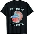 thumbnail image 1 of Fish Make Life Betta Gifts Betta Fish Mom Aquarium Keeper T-Shirt, 1 of 3