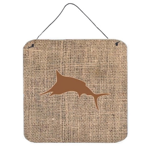 Fish - Marlin Burlap And Brown Aluminium Metal Wall Or Door Hanging Prints