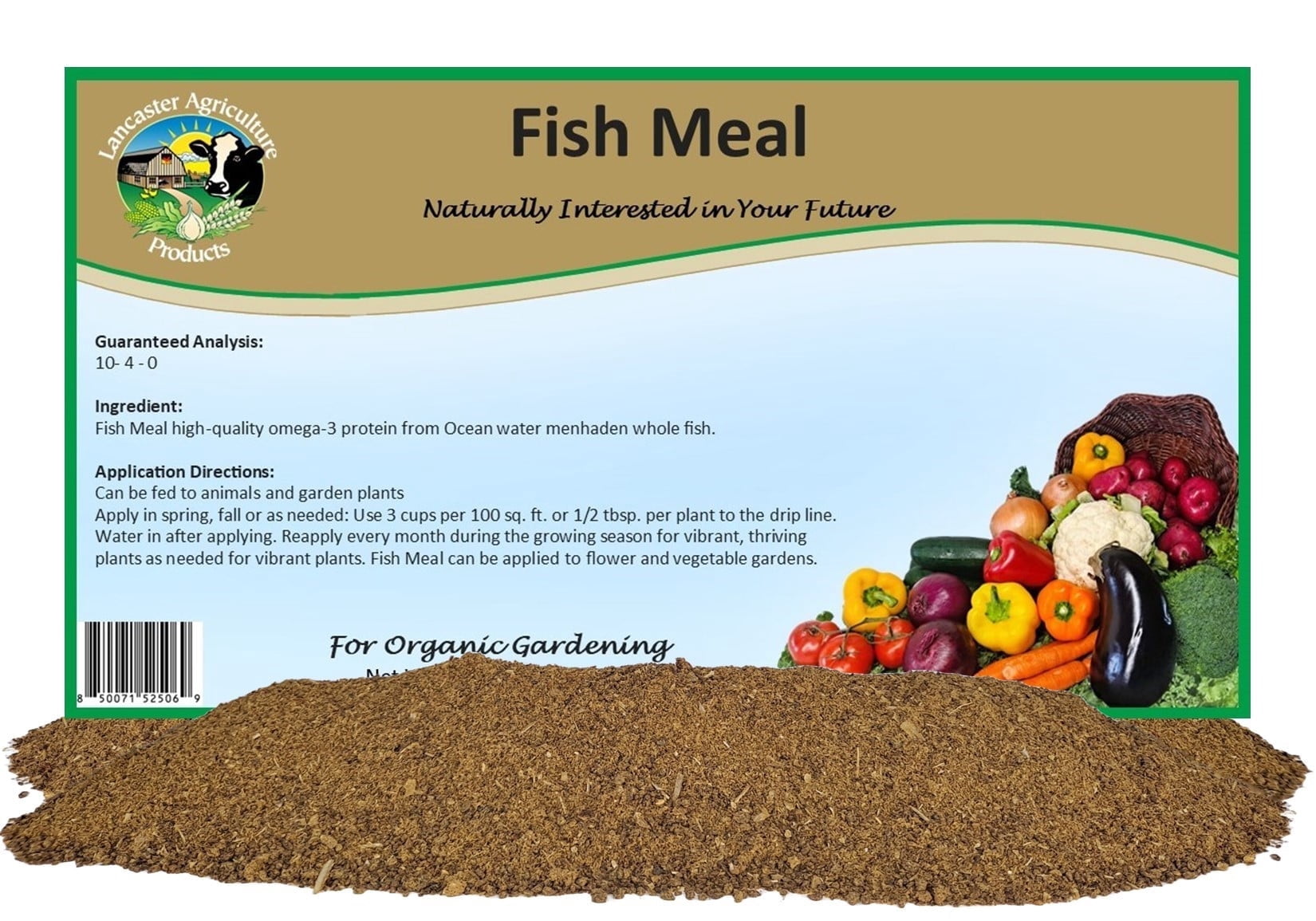 Fish Meal Fertilizer 16 Pounds for Vegetable Gardens, Flower Beds, Outdoor Plants, Trees & Shrubs - Ideal Nutrient-Rich Blend for Healthy Growth & Vibrant Blooms - Lancaster Agriculture Products
