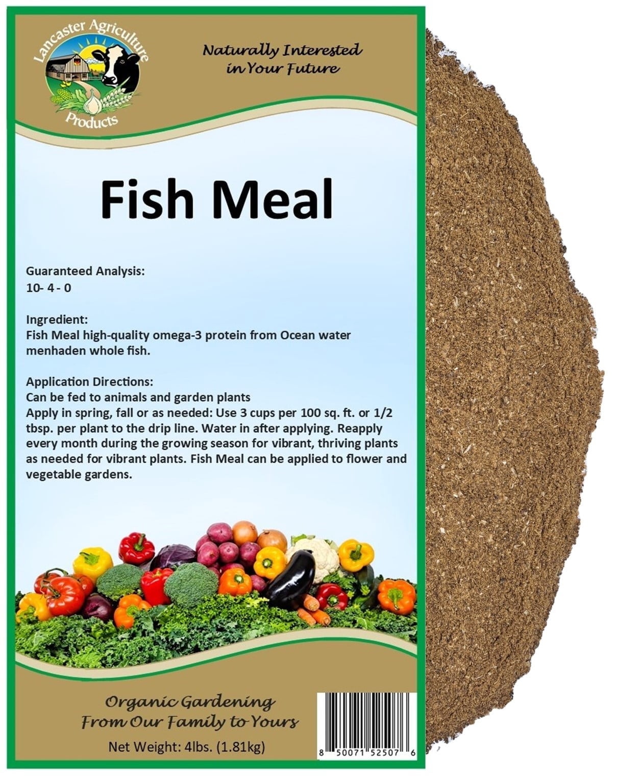 Fish Meal Fertilizer 4 Pounds for Vegetable Gardens, Flower Beds, Outdoor Plants, Trees & Shrubs - Ideal Nutrient-Rich Blend for Healthy Growth & Vibrant Blooms - Lancaster Agriculture Products