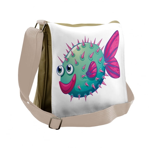 Fish Messenger Bag, Vibrant Color Bubble Fish, Unisex Cross-body, by Ambesonne