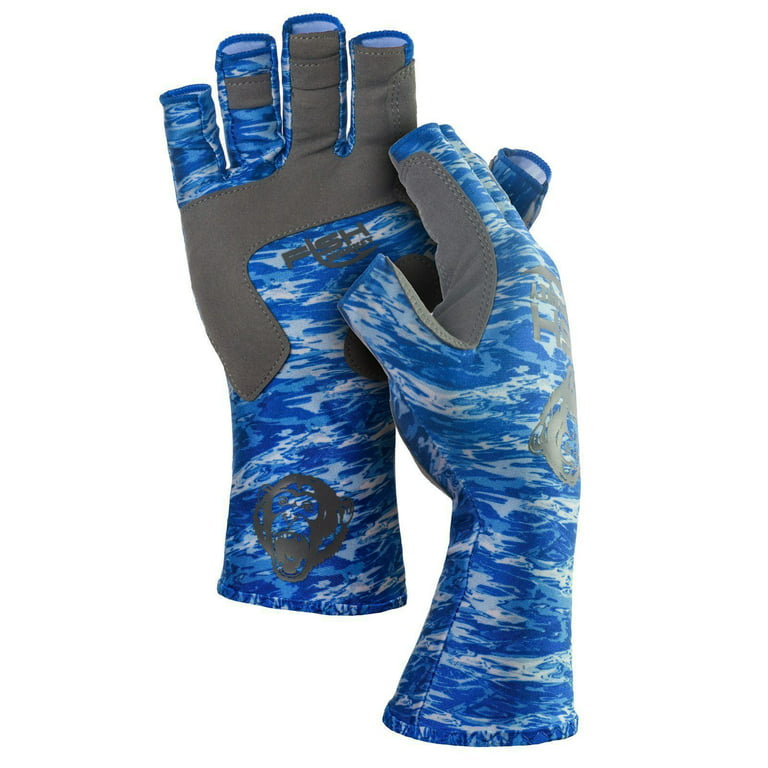Fish Monkey Gloves Half Finger Guide Glove, Blue Water, XL