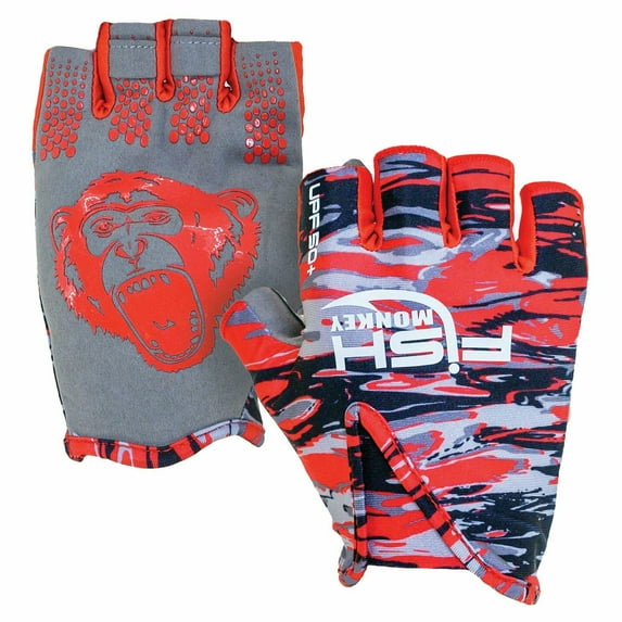 Fish Monkey Stubby Guide Gloves, Voodoo Swamp Red, S