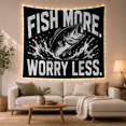 thumbnail image 1 of Fish More Worry Less Bass Tapestry Wall Hanging, 1 of 7