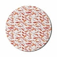 thumbnail image 1 of Fish Mouse Pad for Computers, Japanese Traditional Aquatic Creatures with Leaves Branches Ornament Abstract Image, Round Non-Slip Thick Rubber Modern Mousepad, 8" Round, Orange White, by Ambesonne, 1 of 2