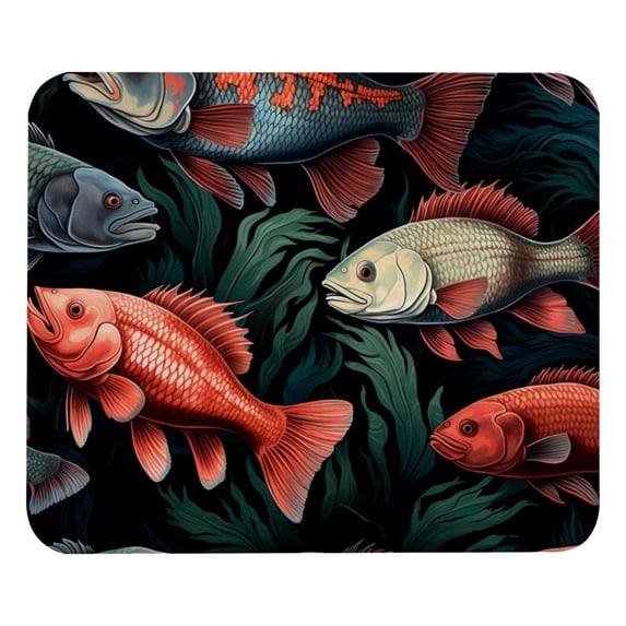 Fish Mousepad 8.3x9.8 Inch Square Non-Slip Rubber Bottom Printed Desk Mat - Suitable for Office and Gaming