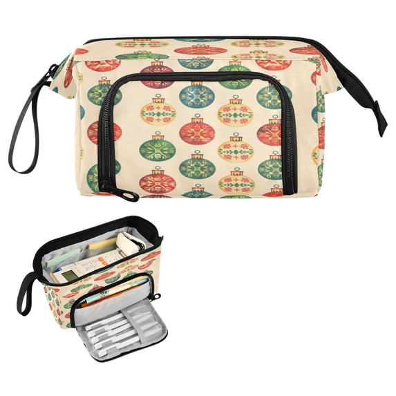 Fish Mouth Pencil Bag 9.45*3.74*5.9 Inches Pencil Bag Pencil Case Pencil Box Makeup Bag Suitable for Office and Study Cartoon Christmas Ball